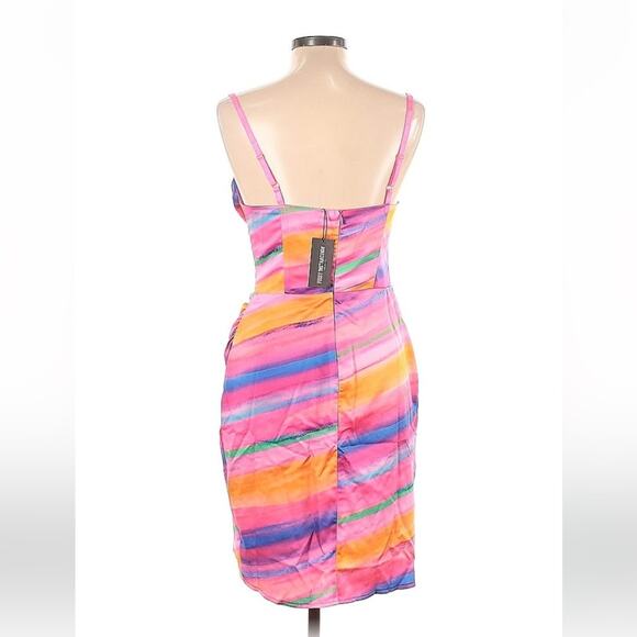 First Distraction the label pink watercolor satin corset dress, 10 UK 14 NWT - Picture 2 of 9